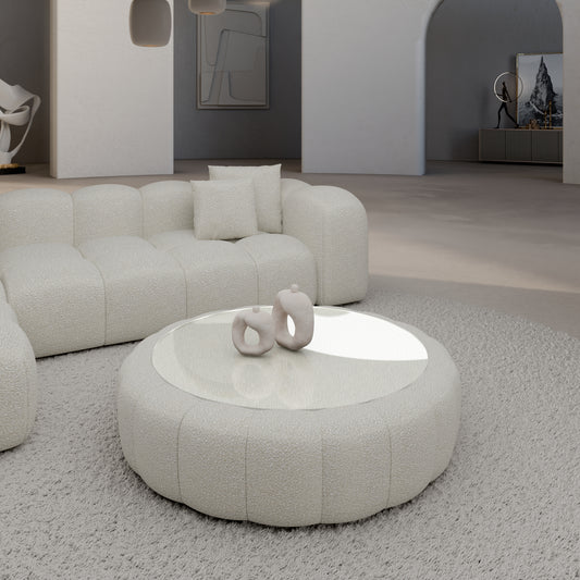 NUBE ROUND Coffee Table with Glass Top